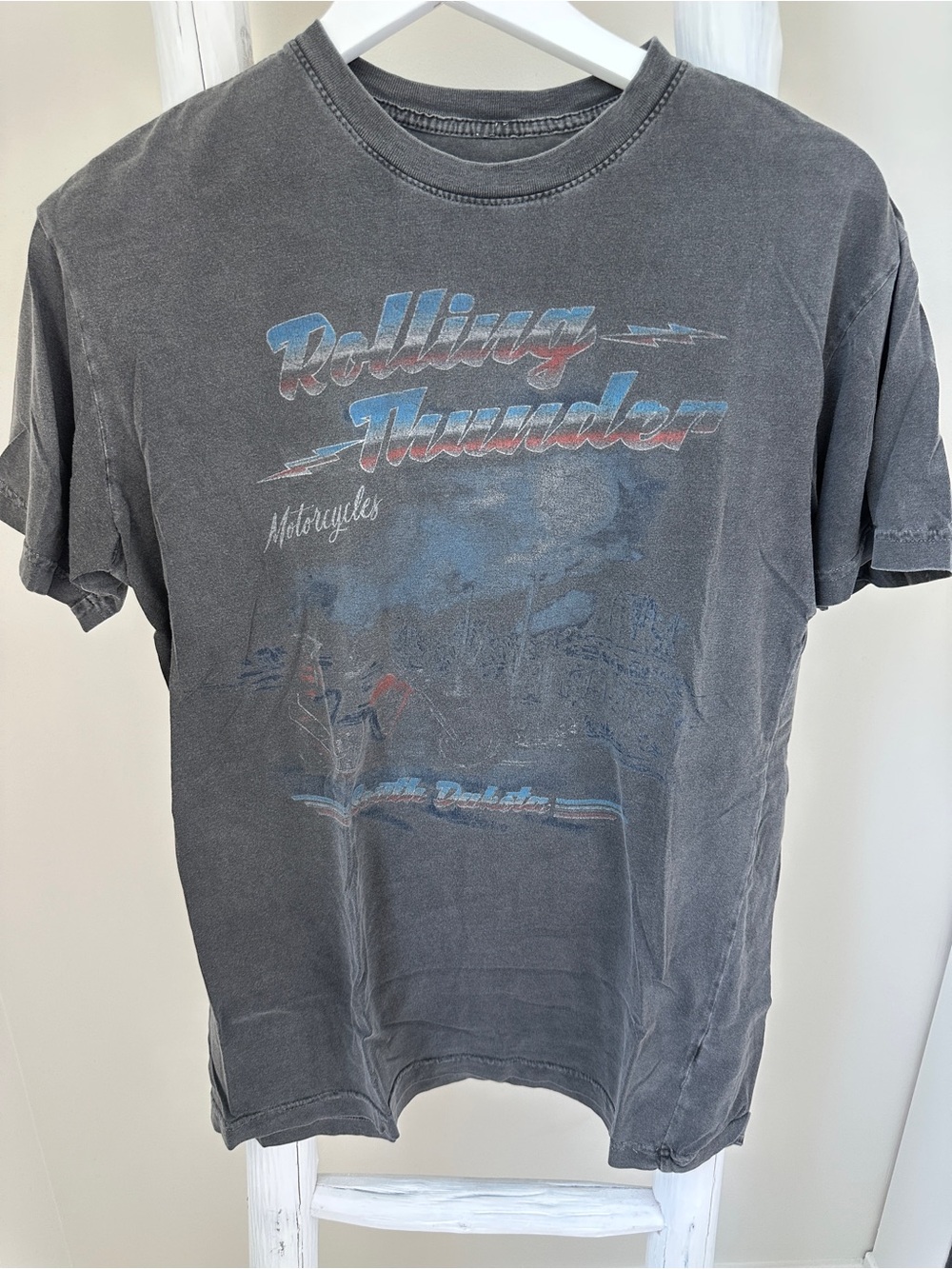 Freedom Highway Rolling Thunder Motorcycles Faded Graphic Tee - Dark Grey Size M